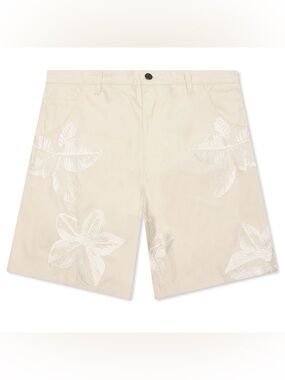 COTTON CANVAS HONOR THE GIFT FLORAL EMBROIDERED SHORTS - SIZE 32